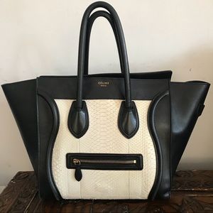 Black and White Python Medium Luggage Tote